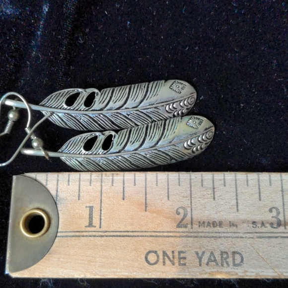 Metal Feather Earrings - Picture 4 of 4